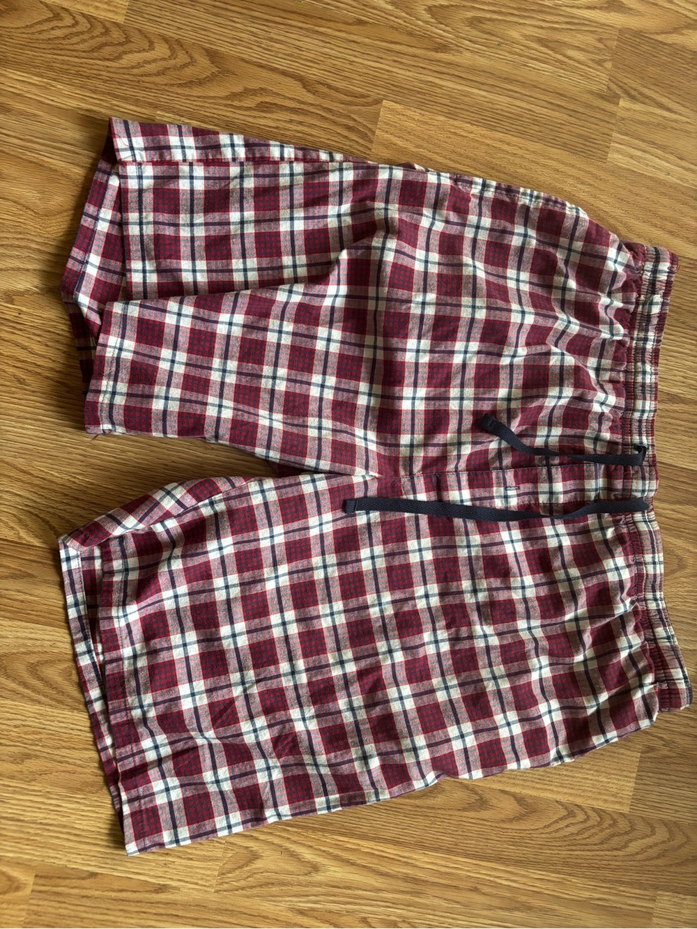 Hanes Burgundy and White Plaid Men's Pajama Trunks